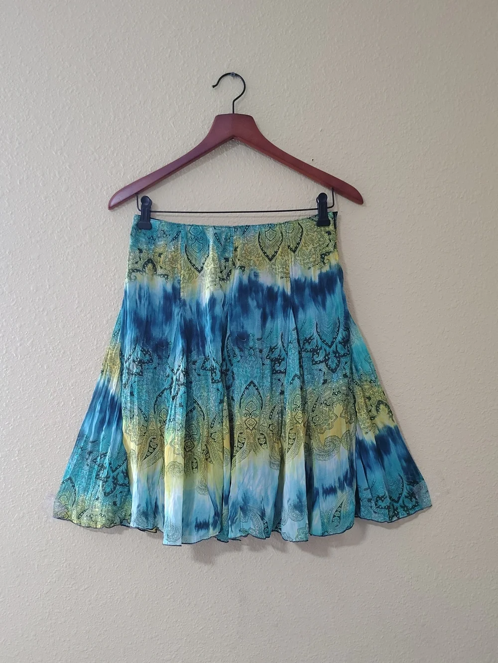 Vintage Tracy Evan Tie Dye Paisley Ruffle Mini Skirt Size 1 Fairy Grunge 90s
